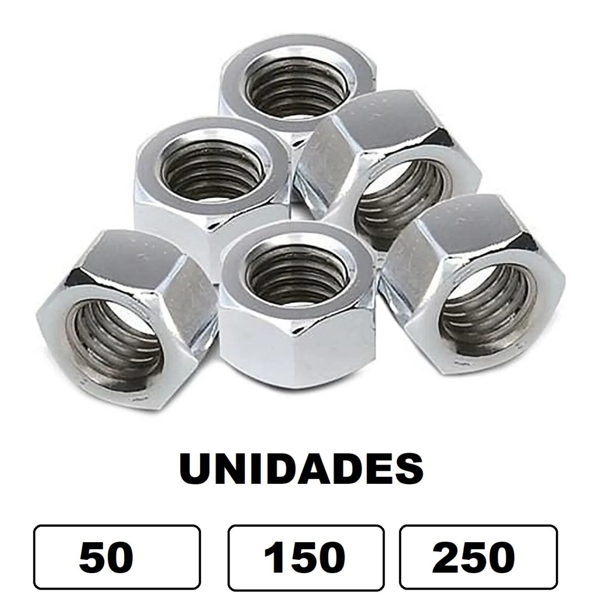 Caixa Porca Sextavada 1/2" Zincado Para Parafuso - Image 2